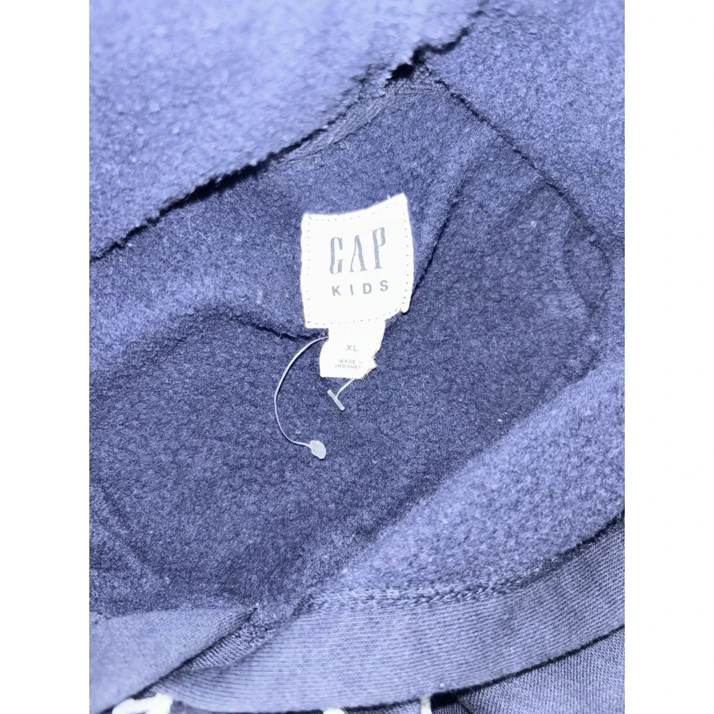 Gap‎ Kids Boys XL Navy Pullover Hoodie Fleece Sweatshirt Logo Long Sleeve